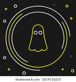 Line Ghost icon isolated on black background. Happy Halloween party. Colorful outline concept. Vector