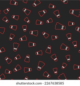 Line Ghost icon isolated seamless pattern on black background. Happy Halloween party.  Vector