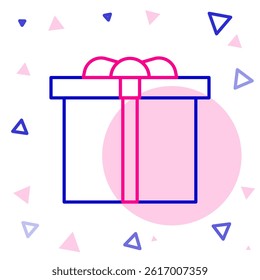 Line Gift box icon isolated on white background. Happy Birthday. Colorful outline concept. Vector Illustration