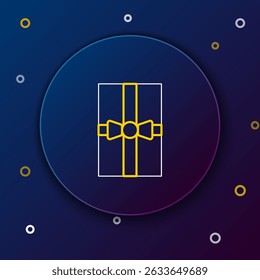 Line Gift box icon isolated on blue background. Merry Christmas and Happy New Year. Colorful outline concept. Vector