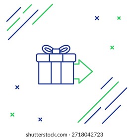Icono de la caja de regalo de la línea aislado en el fondo blanco. Concepto de contorno colorido. Vector