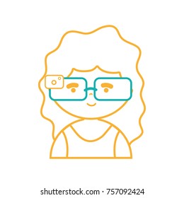 line girl with 3d glasses to virtual video game