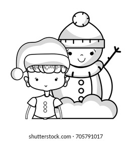 line girl with christmas clothes and snowman design