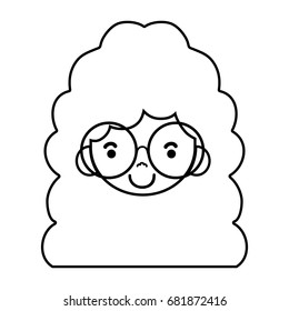 line girl face with glasses and hairstyle design