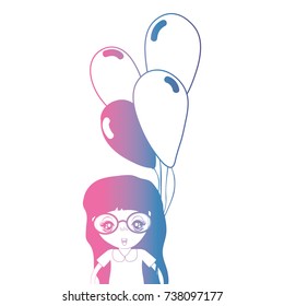 line girl with hairstyle and balloons in the hand