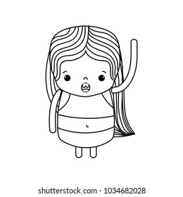 line girl with long hair and amazed face
