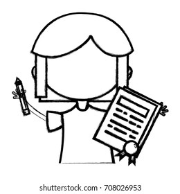 line girl with notebook and hairstyle design