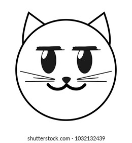 line glad cat face emoji expression