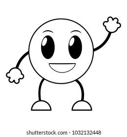 line glad emoji expression with arms and legs