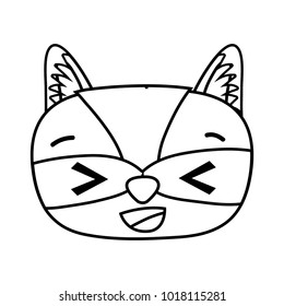 line glad raccoon head wild animal