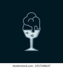 Line Glass of beer icon isolated on black background. Flat filled outline style with shadow. Vector