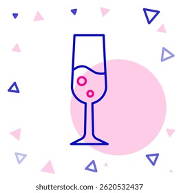 Line Glass of champagne icon isolated on white background. Merry Christmas and Happy New Year. Colorful outline concept. Vector