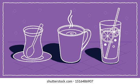 Line Glass Cup Illustration Vector