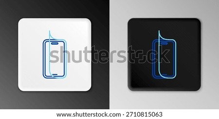 Line Glass screen protector for smartphone icon isolated on grey background. Protective film for glass. Transparent soft glass for mobile phone. Colorful outline concept. Vector
