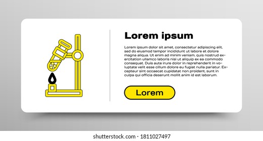 Line Glass test tube flask on fire heater experiment icon isolated on white background. Laboratory equipment. Colorful outline concept. Vector