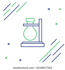 Line Glass test tube flask on stand icon isolated on white background. Laboratory equipment. Colorful outline concept. Vector