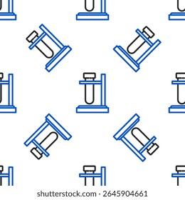 Line Glass test tube flask on stand icon isolated seamless pattern on white background. Laboratory equipment. Colorful outline concept. Vector