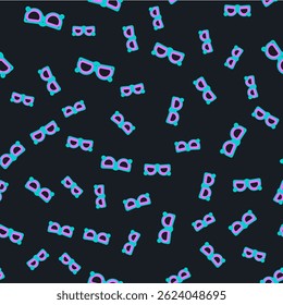 Line Glasses icon isolated seamless pattern on black background. Eyeglass frame symbol.  Vector Illustration