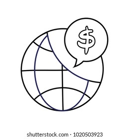 line global connection with dollar symbol inside chat bubble