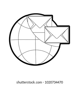 line global connection with e-mail letter message