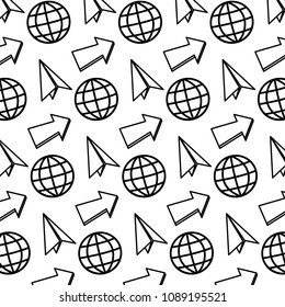 line global connection with paper plane and arrow background