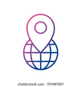 line global earth planet with location symbol
