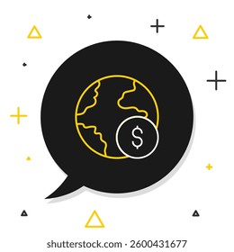 Line Global economic crisis icon isolated on white background. World finance crisis. Colorful outline concept. Vector