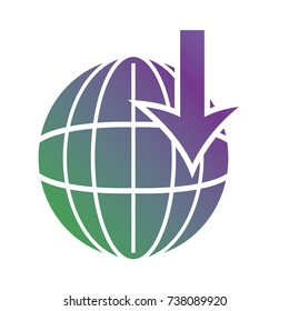 line global map with arrow down symbol