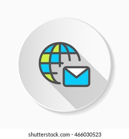 Line global message  icon, Vector flat long shadow design. EPS10