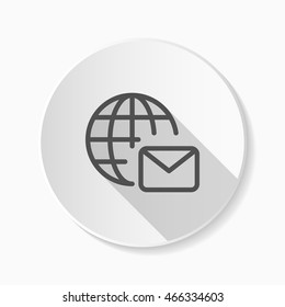 Line global message  icon, Vector flat long shadow design. EPS10