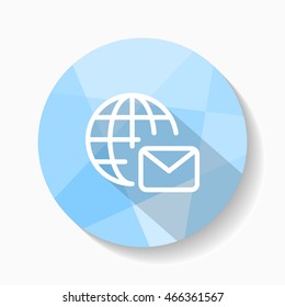 Line global message  icon, Vector flat long shadow design. EPS10