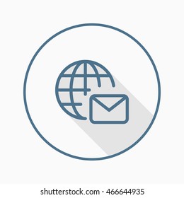 Line global message  icon, Vector flat long shadow design. EPS10
