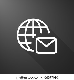 Line global message  icon, Vector flat long shadow design. EPS10