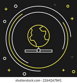 Line Global technology or social network icon isolated on black background. Colorful outline concept. Vector