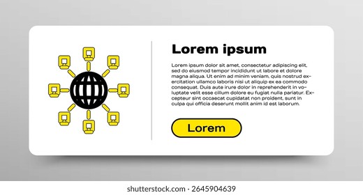 Linie Globale Technologie oder Symbol des sozialen Netzwerks einzeln auf weißem Hintergrund. Farbiges Umrisskonzept Vektorgrafik