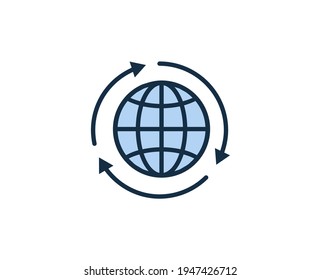 Icono de globo de línea aislado en fondo blanco. Símbolo de esquema para diseño de sitio web, aplicación móvil, ui. Pictograma electrónico. Ilustración vectorial, с editorial k. 