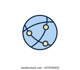 Line globe icon isolated on white background. Outline symbol for website design, mobile application, ui. Electronics pictogram. Vector illustration, editorial stroсk. 