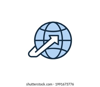 Icono de globo de línea aislado en fondo blanco. Símbolo de esquema para diseño de sitio web, aplicación móvil, ui. Pictograma electrónico. Ilustración vectorial, с editorial k. 