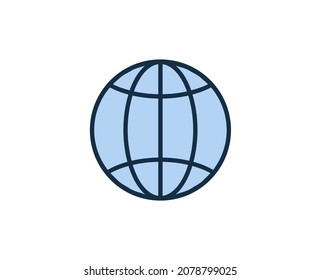 Line globe icon isolated on white background. Outline symbol for website design, mobile application, ui. Electronics pictogram. Vector illustration, editorial stroсk. 