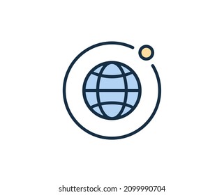 Line globe icon isolated on white background. Outline symbol for website design, mobile application, ui. Electronics pictogram. Vector illustration, editorial stroсk. 