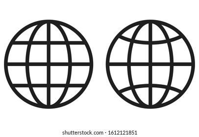 Line globe vector icons isolated on white background