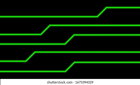 line glow green on black for background, modern art line glowing green color for technology concept, neon effect shine with green glow line, light green bright shine in line shape, light beam glowing