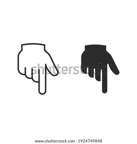 Line and glyph backhand index pointing down icon. Simple solid and outline style. Hand, down, arrow, finger concept. Vector illustration isolated on white background. EPS 10