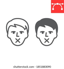 icono de línea y glifo, gráficos vectoriales de discapacidad y señalización sorda, icono lineal de trazo editable, eps 10