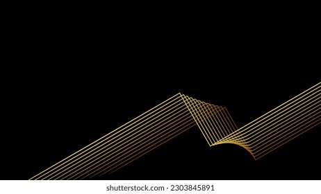Line gold abstract background vector. Abstract 3d luxury geometric circles golden line on black background with golden lines curve. Frame circle. You can use for ad, poster, template, presentation,etc