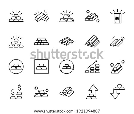 Line gold icon set isolated on white background. Outline gold symbols for website design, mobile application, ui. Collection of gold pictogram. Vector illustration, editable strok. Eps10