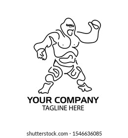 Line gorilla logo. flat design. Gorilla silhouette. Vector Illustration on white background
