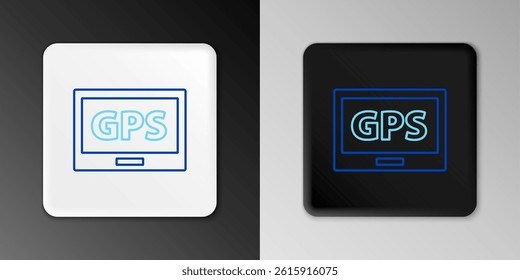 Line Gps device with map icon isolated on grey background. Colorful outline concept. Vector