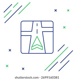 Dispositivo Gps de linha com ícone de mapa isolado no fundo branco. Conceito de contorno colorido. Vetor