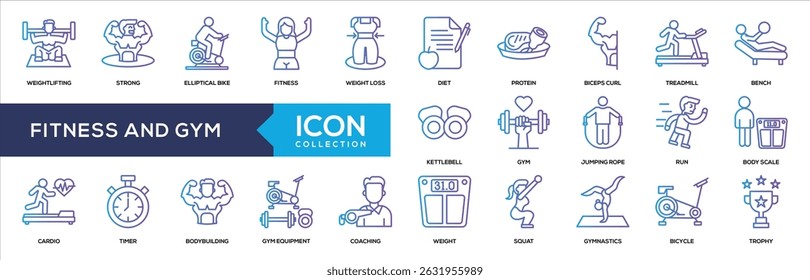 Line Gradient - Fitness and Gym Icon Collection